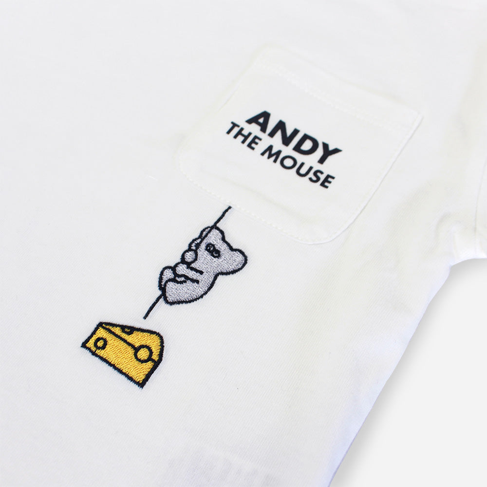 キッズ 半袖Tシャツ ポケット刺繍 オフホワイト