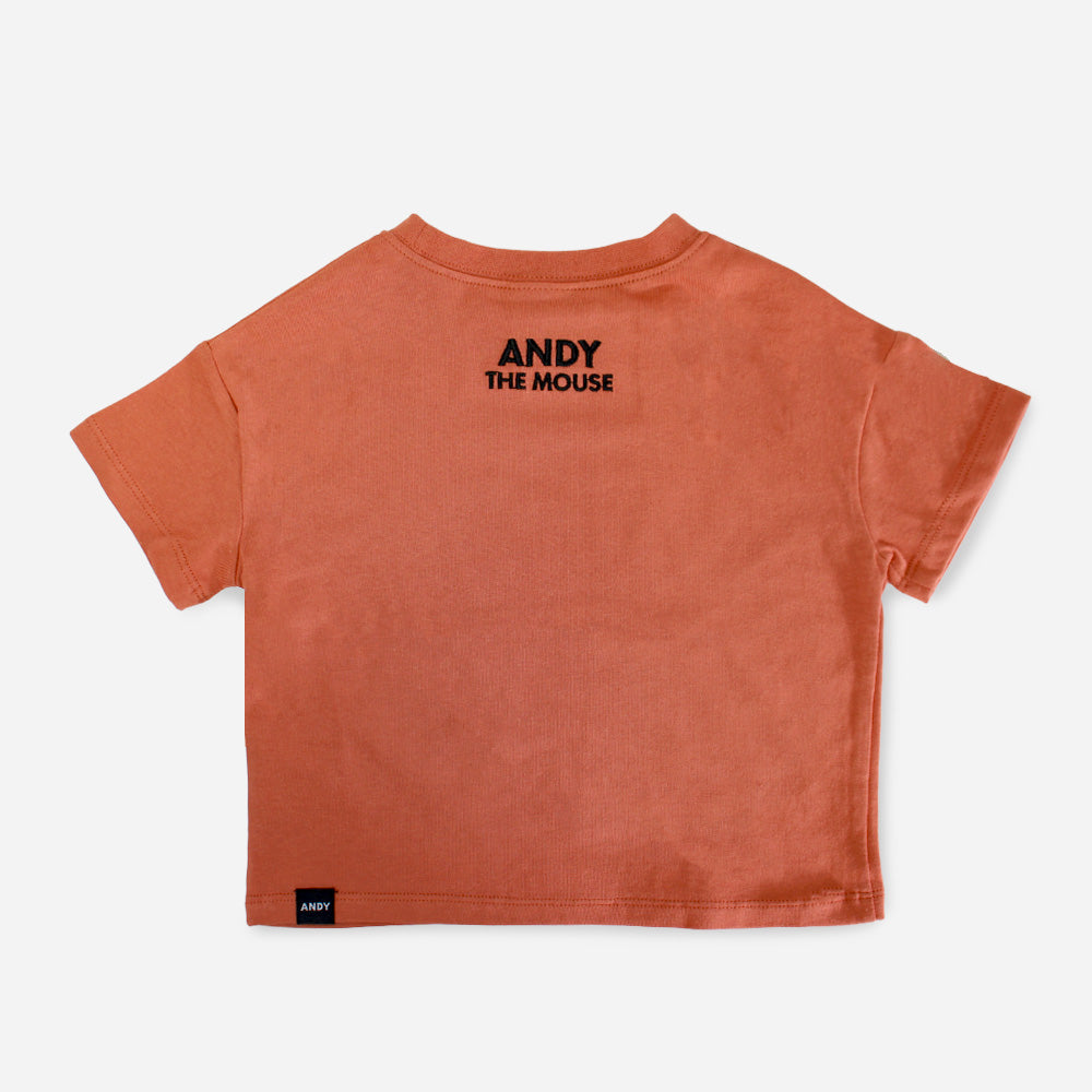 キッズ 半袖 Tシャツ 3連刺繍 オレンジ