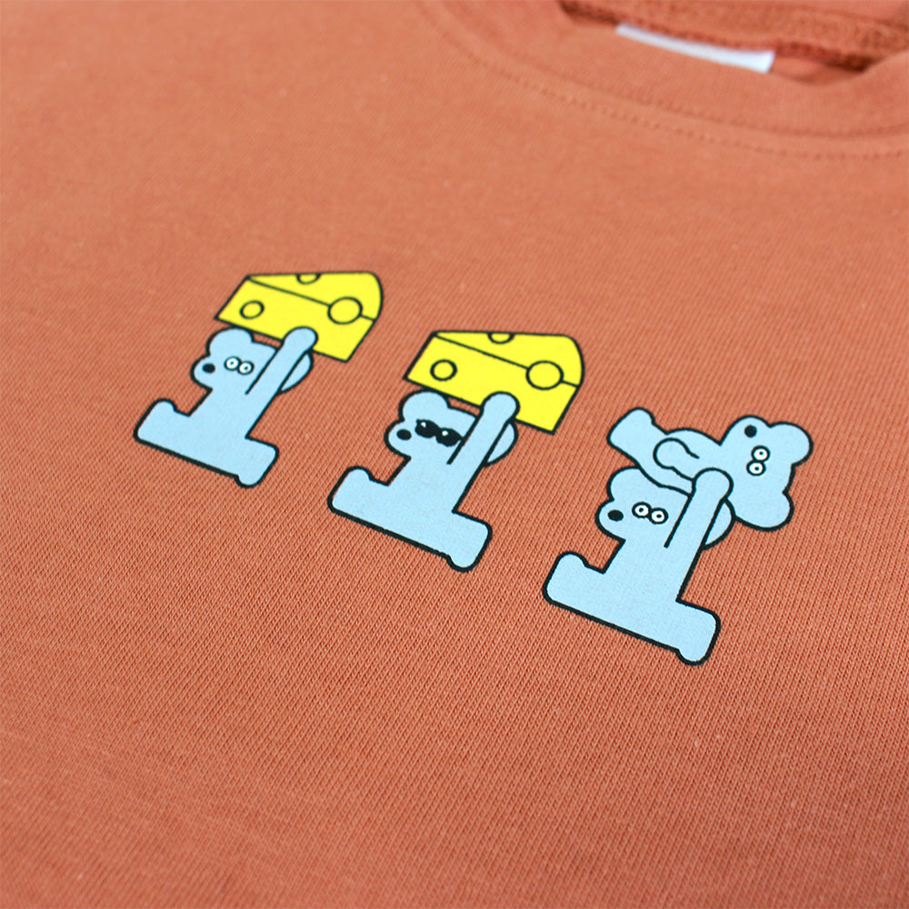 キッズ 半袖 Tシャツ 3連刺繍 オレンジ