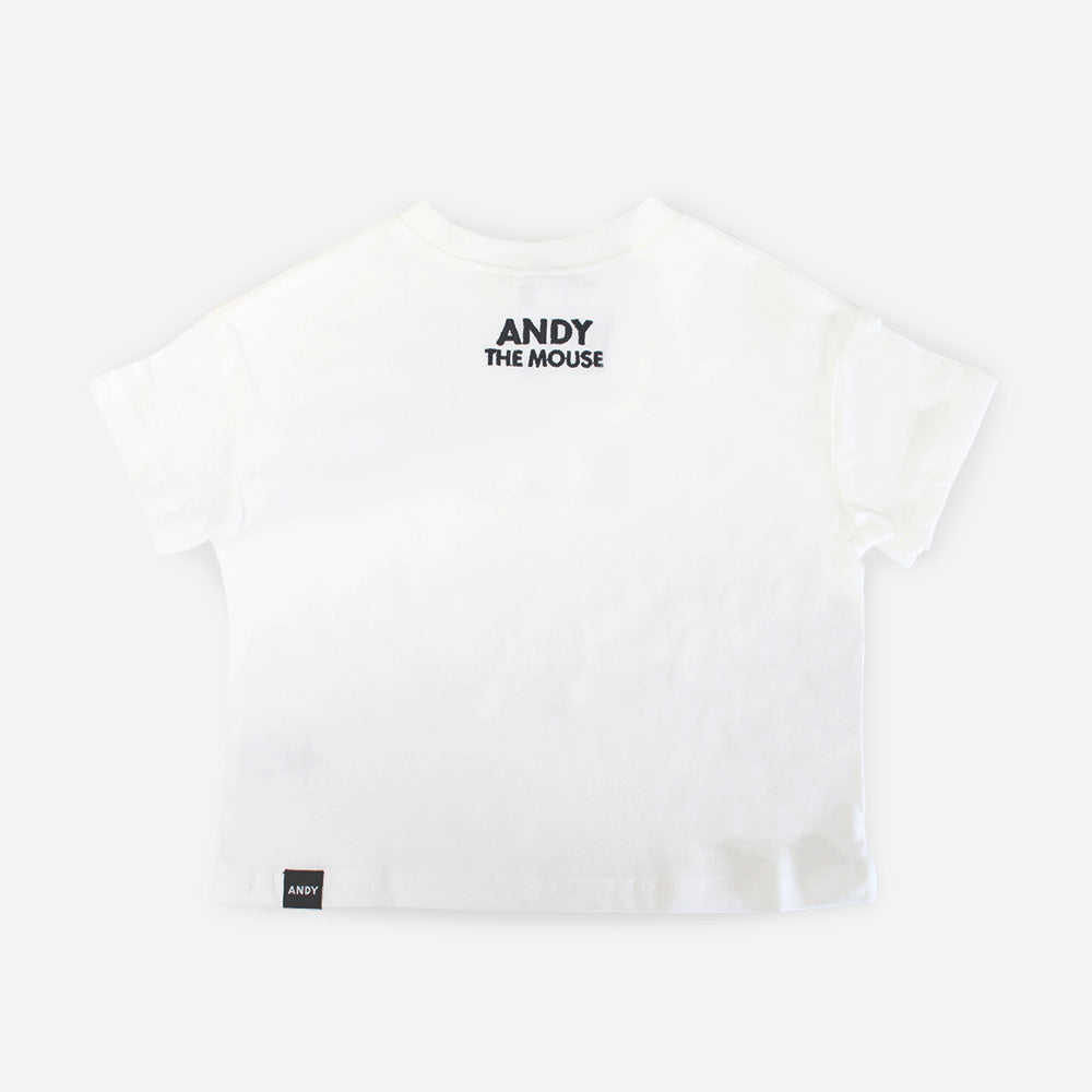キッズ 半袖 Tシャツ 3連刺繍 オフホワイト