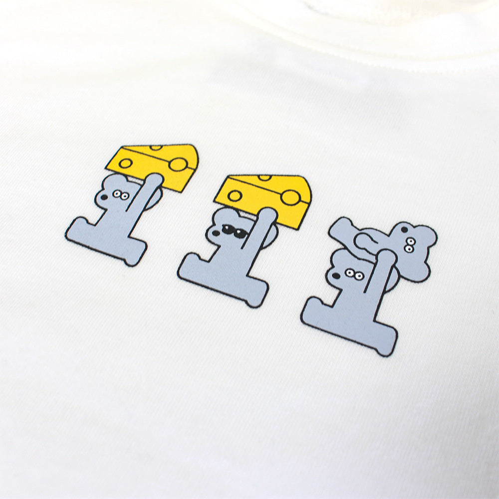 キッズ 半袖 Tシャツ 3連刺繍 オフホワイト