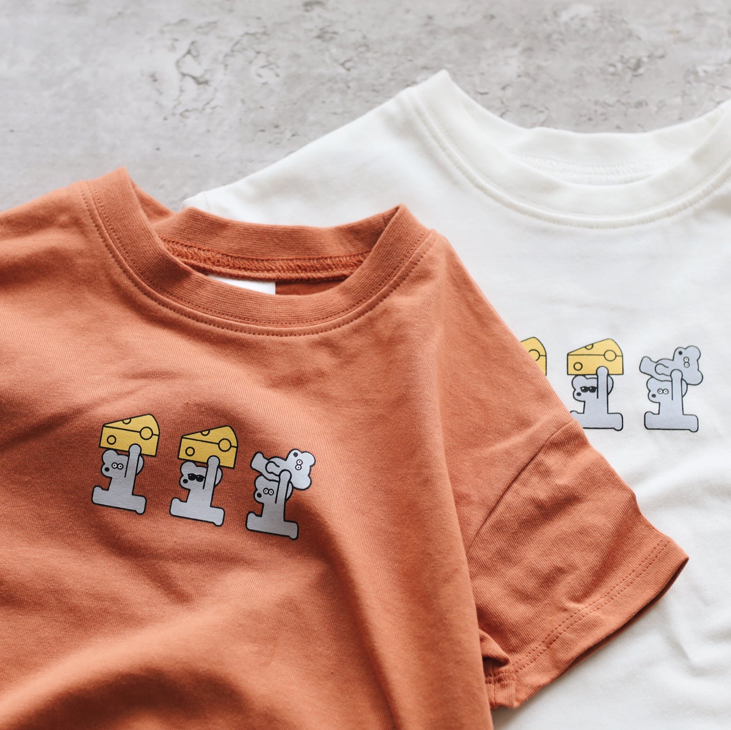 キッズ 半袖 Tシャツ 3連刺繍 オレンジ