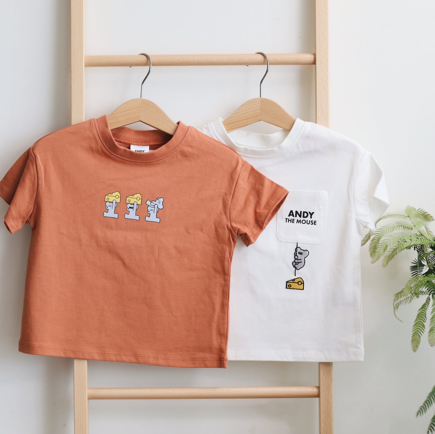 キッズ 半袖 Tシャツ 3連刺繍 オレンジ