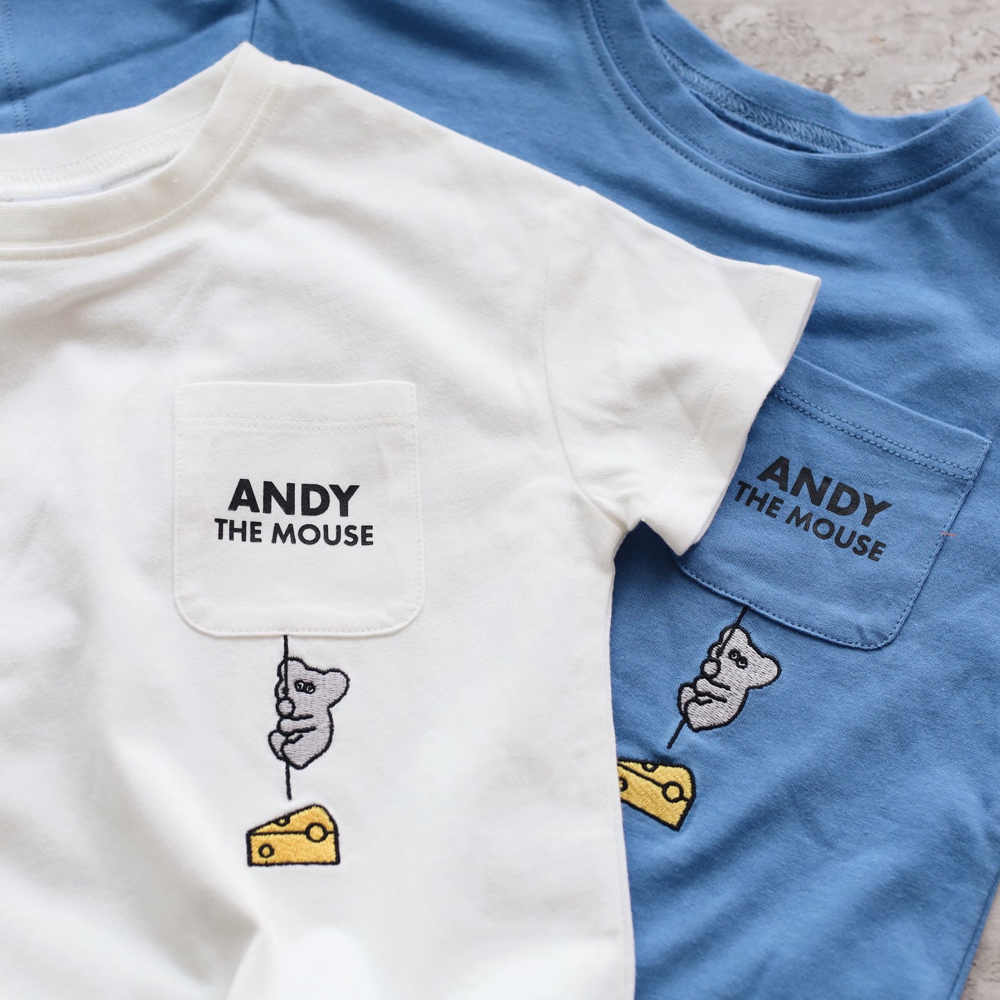 キッズ 半袖Tシャツ ポケット刺繍 オフホワイト