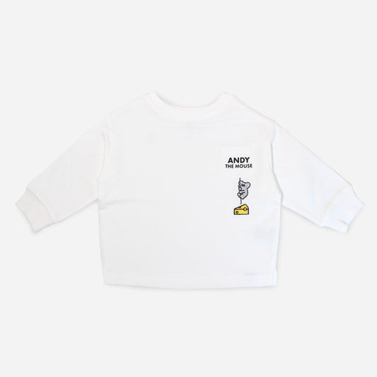 トレーナー ポケット刺繍 ホワイト (80、90)