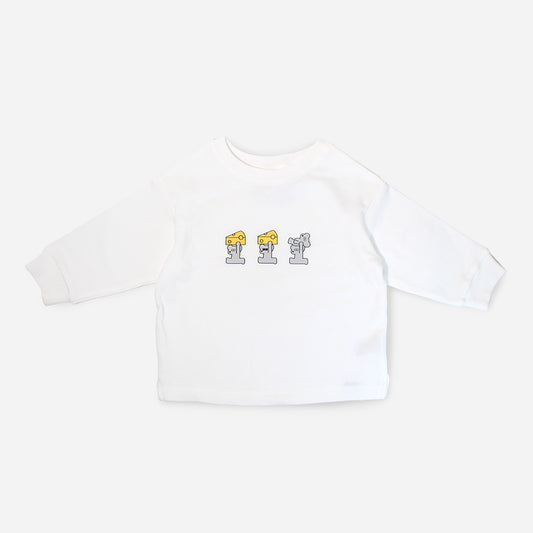 トレーナー 3連プリント ホワイト (80、90)