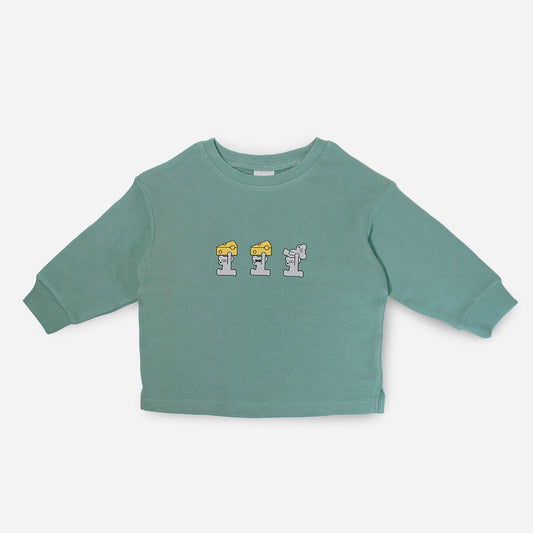 トレーナー 3連プリント グリーン (80、90)