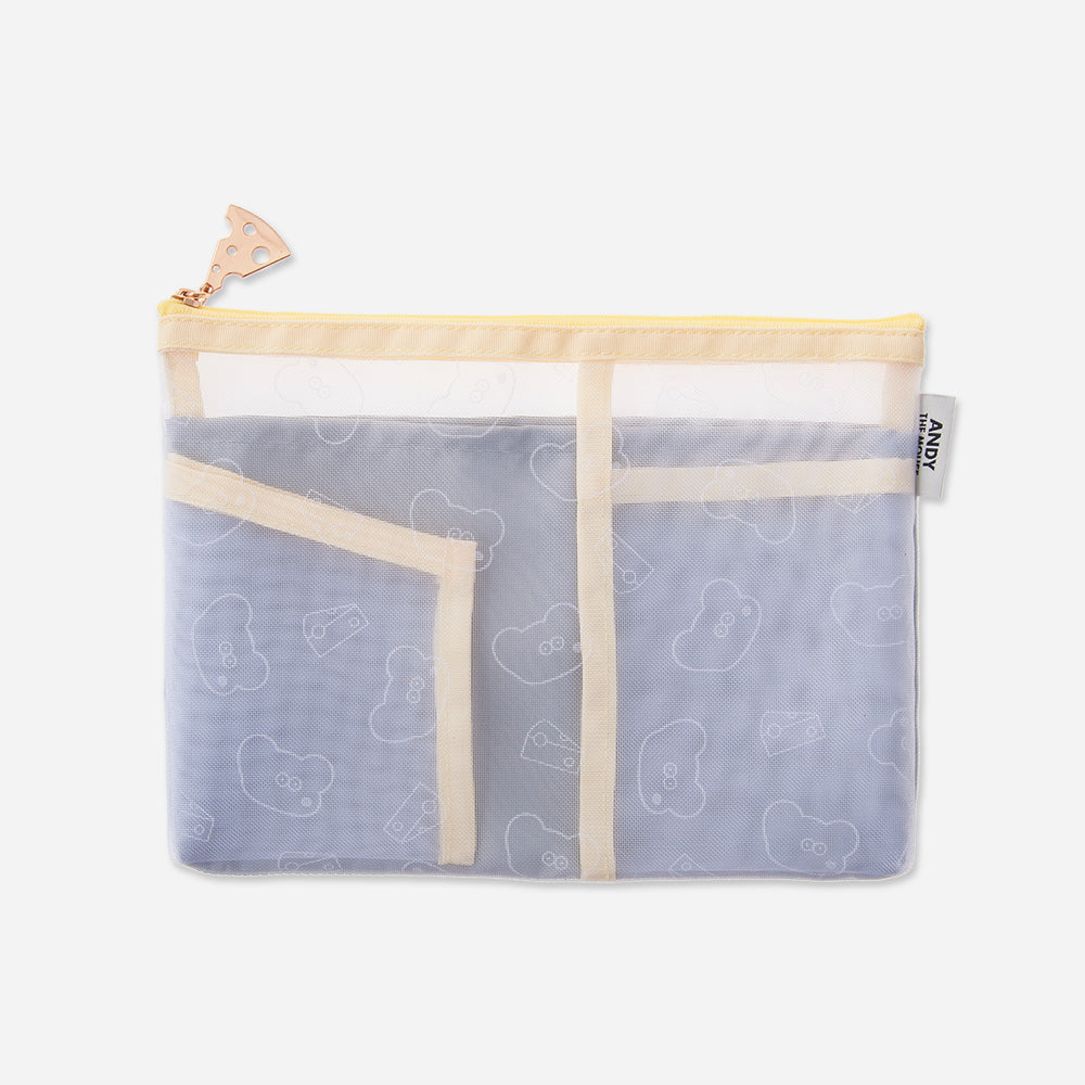 Mesh pouch with all-over pattern