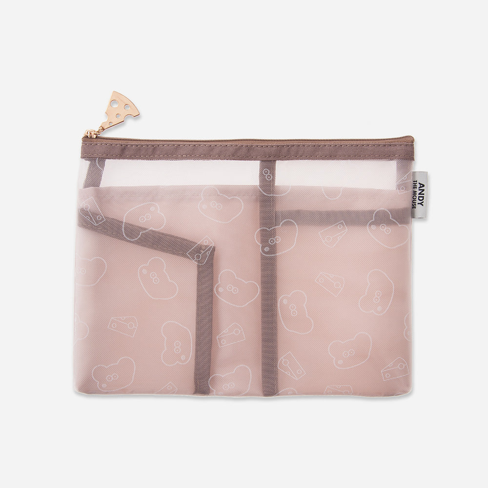 Mesh pouch with all-over pattern