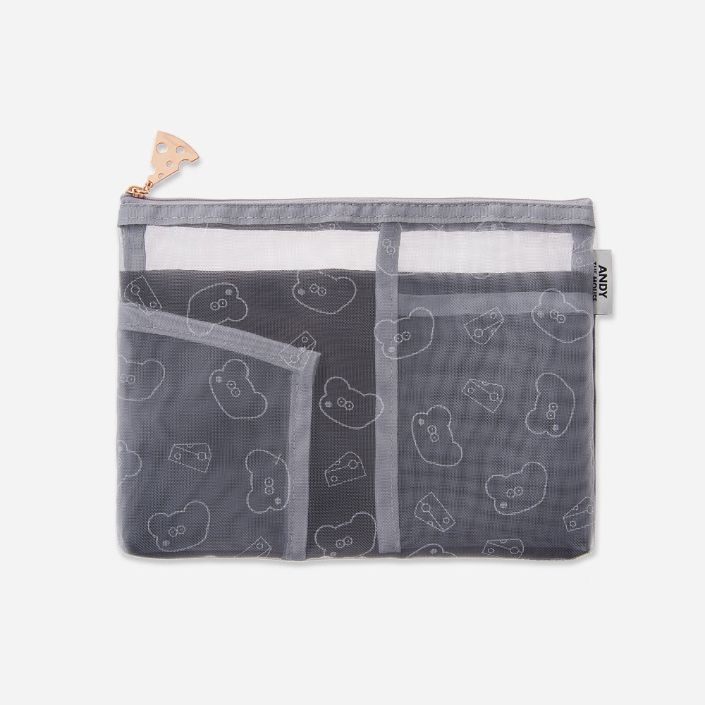 Mesh pouch with all-over pattern