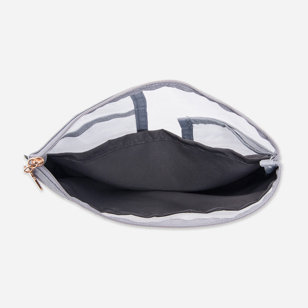 Mesh pouch with all-over pattern