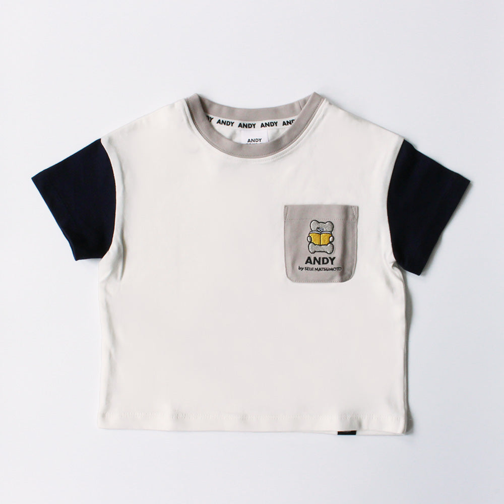 Kids T-shirt with embroidered pockets, white
