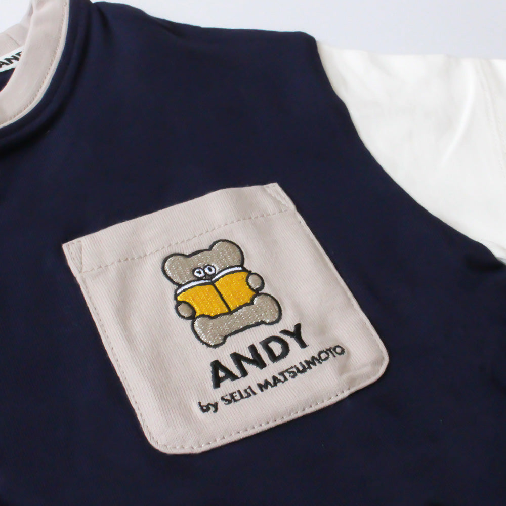 Kids T-shirt with embroidered pockets, navy