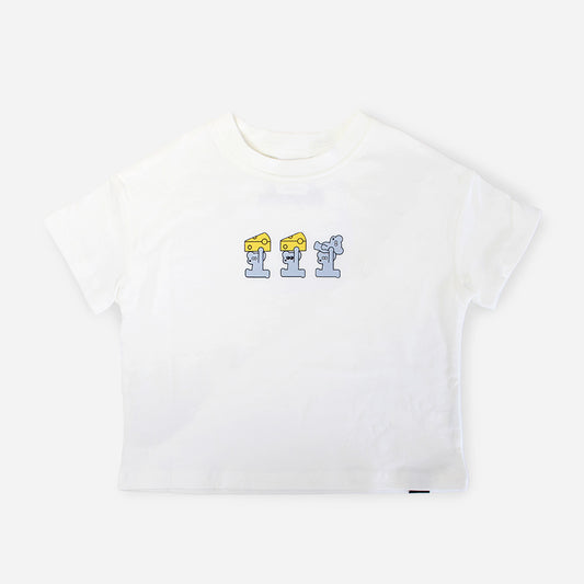 キッズ 半袖 Tシャツ 3連刺繍 オフホワイト